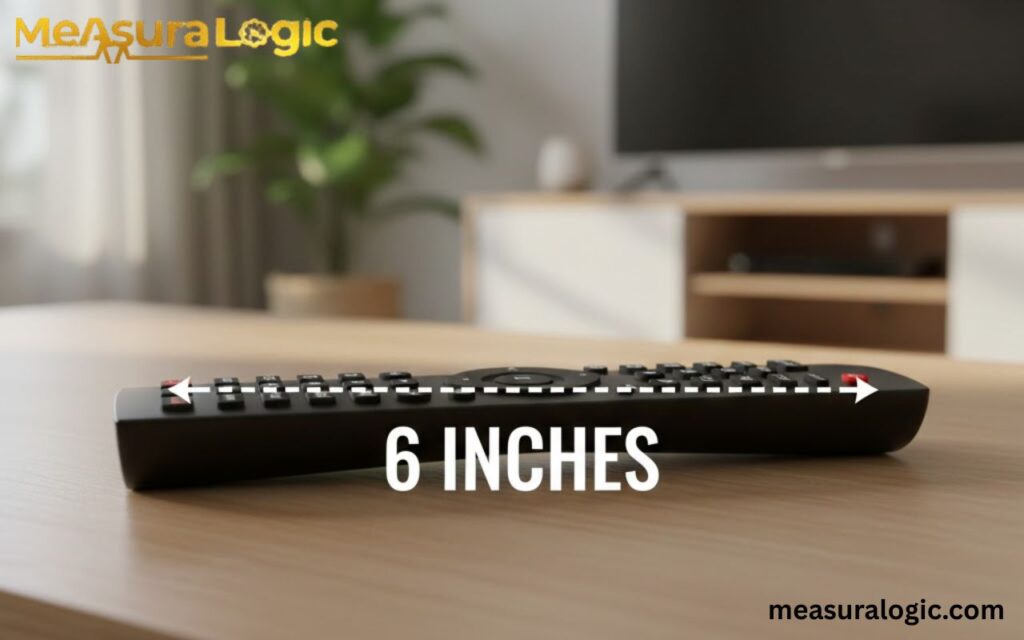 TV remote control's top section used as a familiar 6 inch measuring guide.