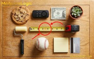 Collage of everyday objects measuring 4 inches arranged around a tape measure.