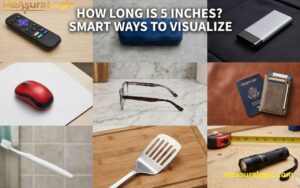 Collage of nine everyday objects illustrating "How Long Is 5 Inches?".