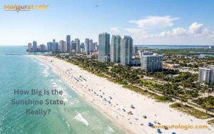 An aerial perspective of Florida dynamic landscape, transitioning from pristine turquoise waters to modern city skylines.